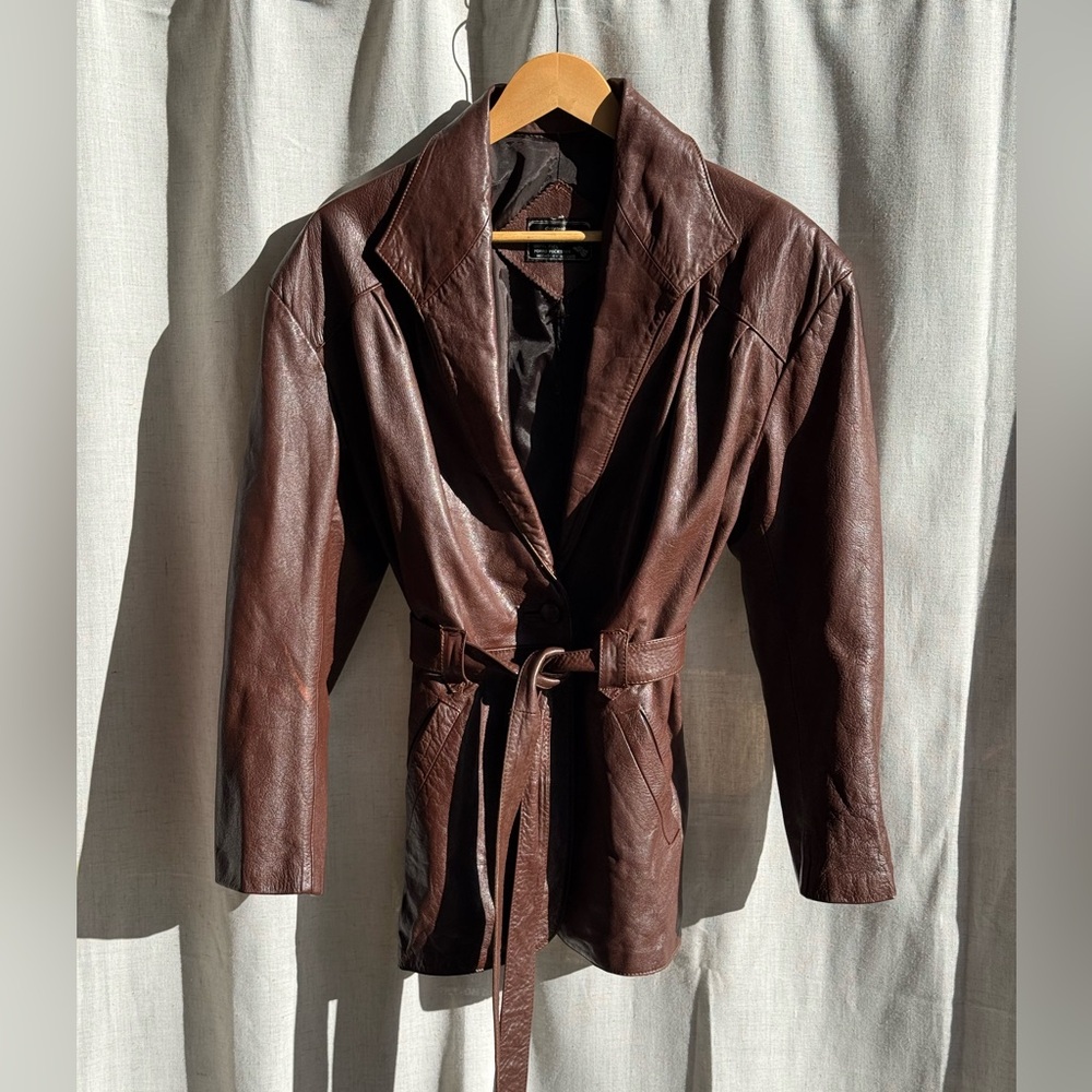 Vintage Chocolate Brown Leather Blazer D’Roan